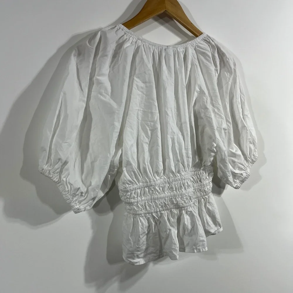 Old Navy Dainty Babydoll Coquette Ren Fair Cotton Smocked Peplum Top Women Small